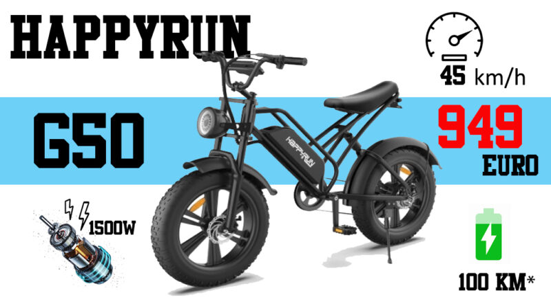 HAPPYRUN G50: per muoversi con stile bici elettrica veloce e potente 750W